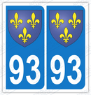 Auto - Sticker immatriculation 93 - Blason Ile de France