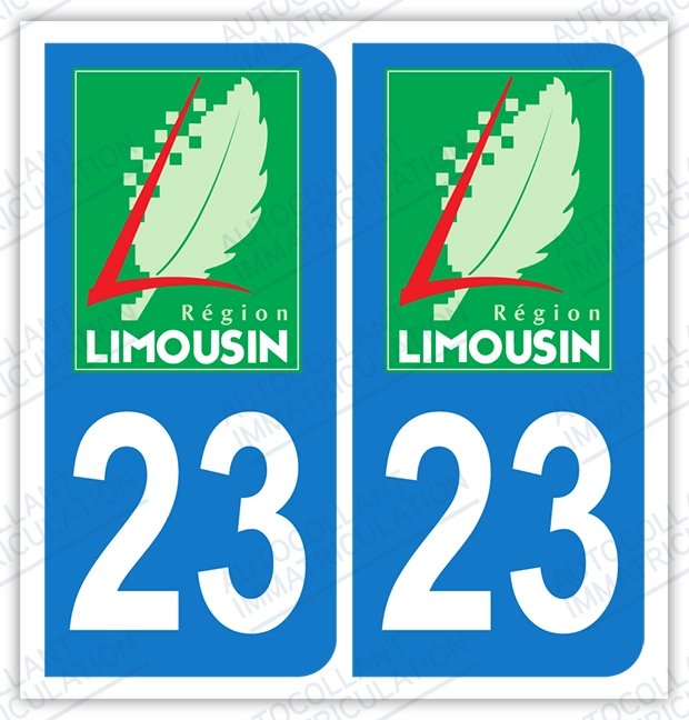 Auto - Sticker immatriculation 23 - Creuse