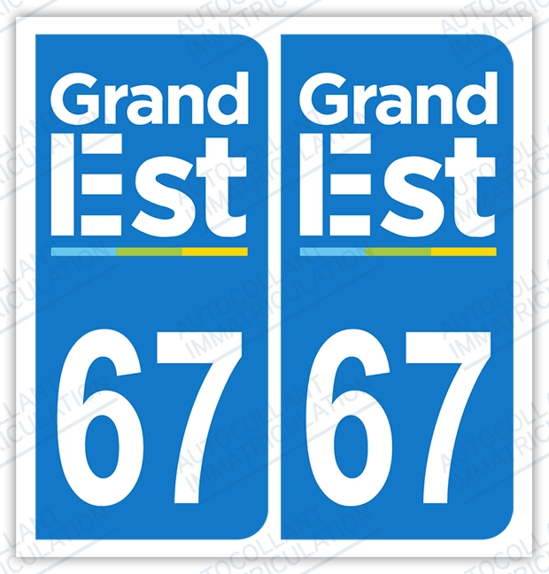 Auto - Sticker immatriculation 67 - Grand-Est