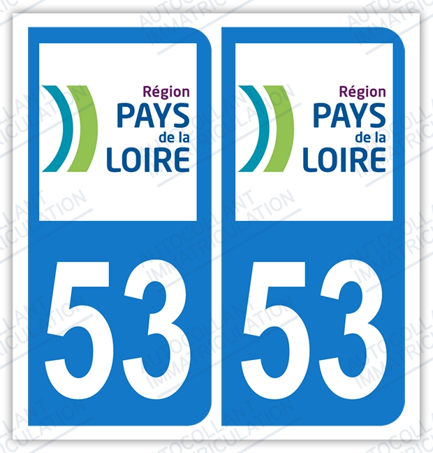 Auto - Sticker immatriculation 53 - Mayenne