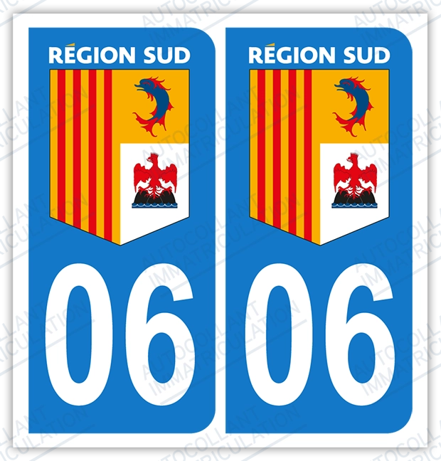 Auto - Sticker immatriculation 06 - Région Sud