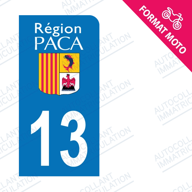 Moto - Sticker immatriculation 13 - Bouches du rhône new