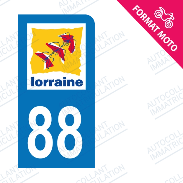 Moto - Sticker immatriculation 88 - Vosges new