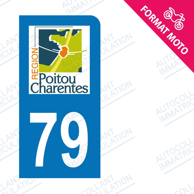 Moto - Sticker immatriculation 79 - Deux Sèvres new