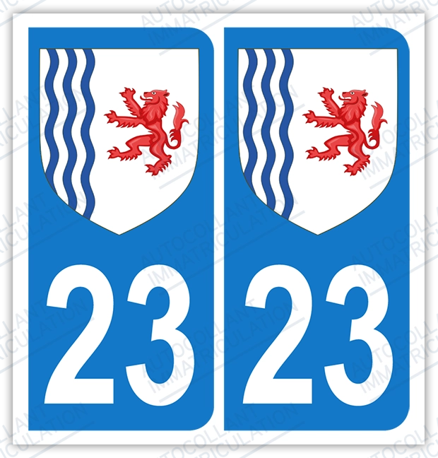 Auto - Sticker immatriculation 23 - Blason Nouvelle Aquitaine