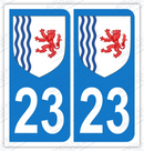Auto - Sticker immatriculation 23 - Blason Nouvelle Aquitaine