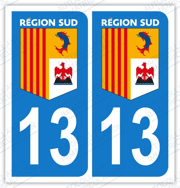 Auto - Auto - Sticker immatriculation 13 - Région Sud