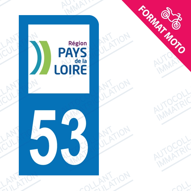 Moto - Sticker immatriculation 53 - Mayenne new