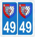 Auto - Sticker immatriculation 49 - Blason Pays de la loire