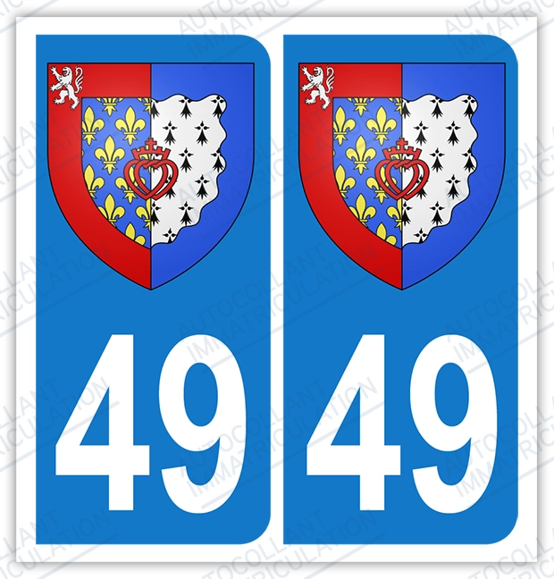 Auto - Sticker immatriculation 49 - Blason Pays de la loire