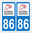 Auto - Sticker immatriculation 86 - Nouvelle Aquitaine