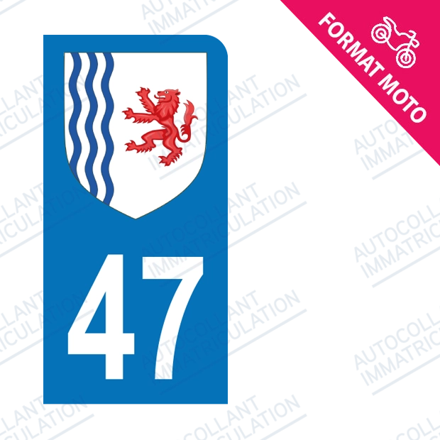 Moto - Sticker immatriculation 47 - Blason Nouvelle Aquitaine new