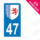 Moto - Sticker immatriculation 47 - Blason Nouvelle Aquitaine new