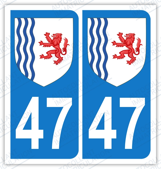 Auto - Sticker immatriculation 47 - Blason Nouvelle Aquitaine