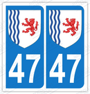 Auto - Sticker immatriculation 47 - Blason Nouvelle Aquitaine