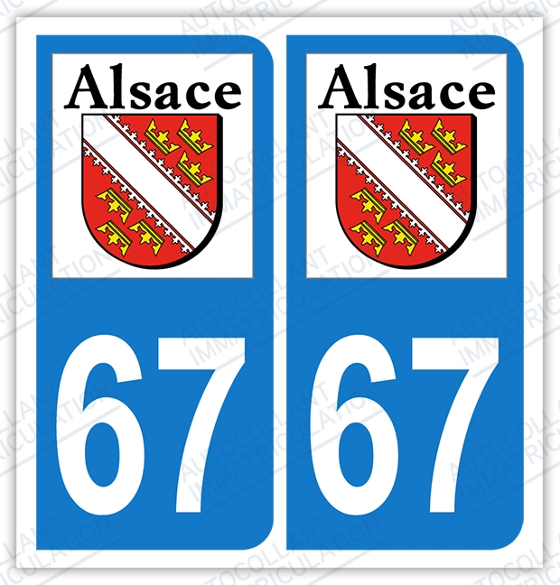 Auto - Sticker immatriculation 67 - Bas Rhin
