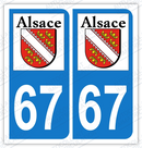 Auto - Sticker immatriculation 67 - Bas Rhin