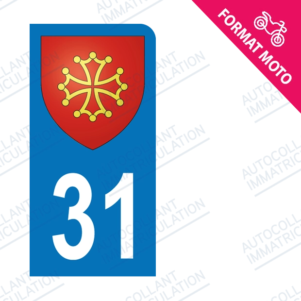 Moto - Sticker immatriculation 31 - Blason occitan new