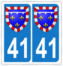 Auto - Autocollant plaque immatriculation 41 - Blason centre val de loire