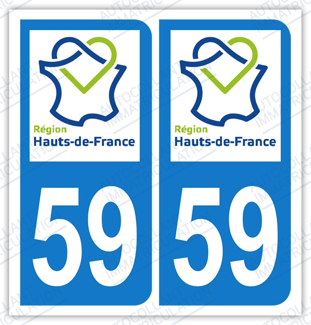Auto - Sticker immatriculation 59 – Hauts de France