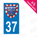 Moto - Autocollant plaque immatriculation 37 - Blason centre val de loire new