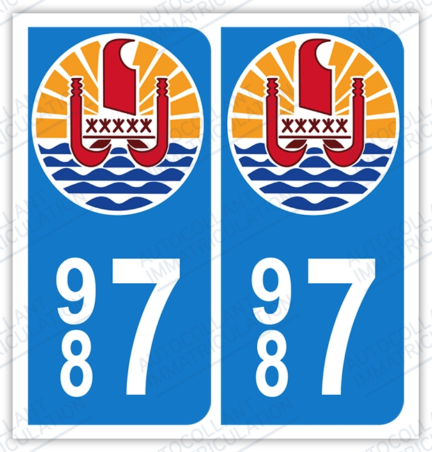 Auto - Sticker immatriculation 987 - Polynésie Française