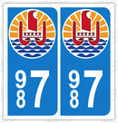 Auto - Sticker immatriculation 987 - Polynésie Française