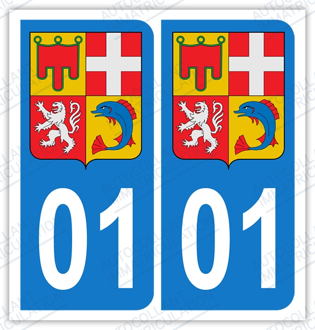 Auto - Autocollant immatriculation 01 - Blason Auvergne Rhône Alpes