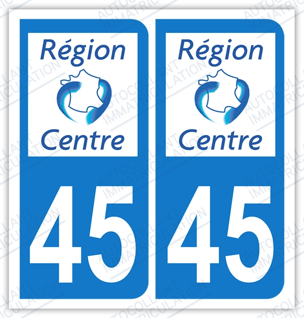 Auto - Sticker immatriculation 45 - Loiret