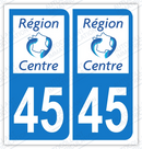 Auto - Sticker immatriculation 45 - Loiret