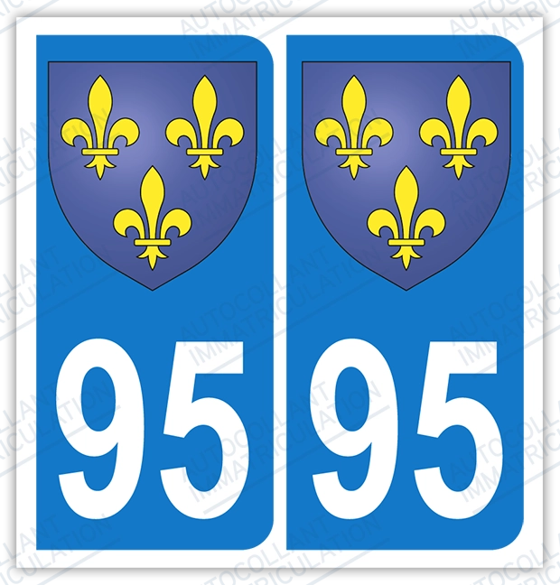 Auto - Sticker immatriculation 95 - Blason Ile de France