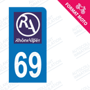 Moto - Sticker immatriculation 69 - Nouveau logo Rhône Alpes new