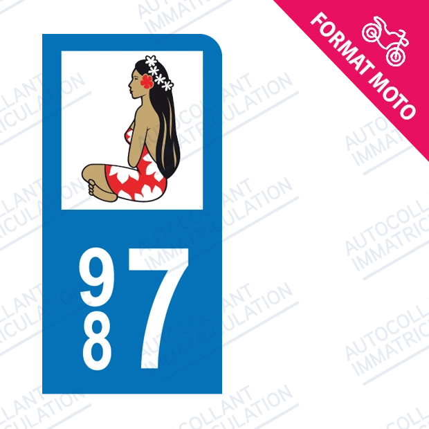 Moto - Sticker immatriculation 987 - Vahine new