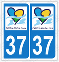 Auto - Autocollant plaque immatriculation 37 - Centre - Val de Loire