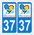 Auto - Autocollant plaque immatriculation 37 - Centre - Val de Loire
