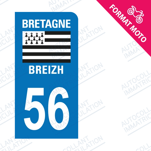 Sticker immatriculation 56 – Bretagne pour plaque Moto
