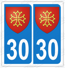 Auto - Sticker immatriculation 30 - Blason occitan