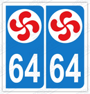 Auto - Sticker immatriculation 64 – Aquitaine
