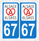 Auto - Sticker immatriculation 67 – Alsace