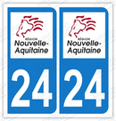Auto - Sticker immatriculation 24 - Nouvelle Aquitaine