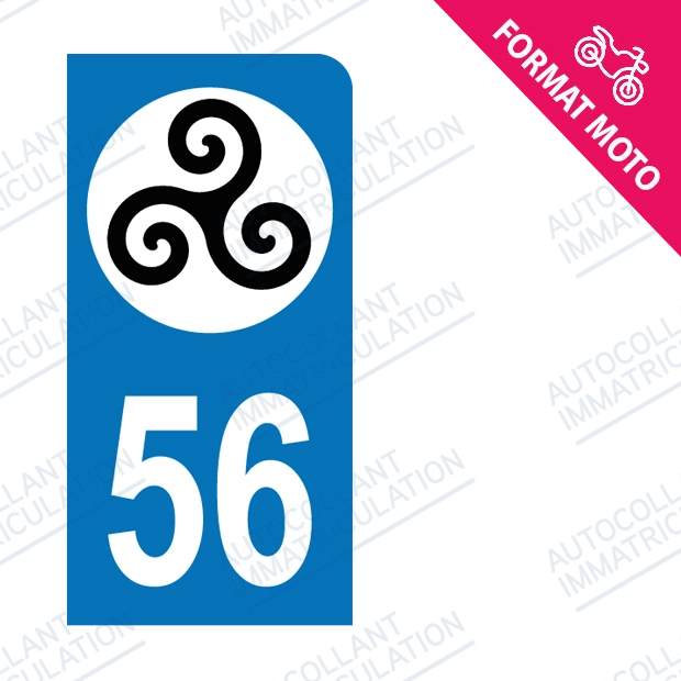 Moto - Sticker immatriculation 56 - Triskell new