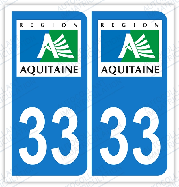 Auto - Sticker immatriculation 33 – Aquitaine