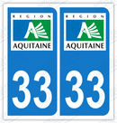 Auto - Sticker immatriculation 33 – Aquitaine