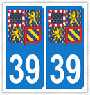 Auto - Sticker immatriculation 39 - Blason Bourgogne Franche-Comté