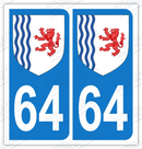Auto - Sticker immatriculation 64 – Nouvelle Aquitaine