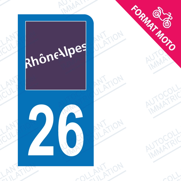 Moto - Sticker immatriculation 26 - Drôme new