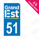 Moto - Sticker immatriculation 51 - Grand-Est new