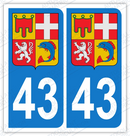 Auto - Sticker immatriculation 43 - Blason Auvergne Rhône Alpes