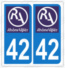 Auto - Sticker immatriculation 42 - Nouveau logo Rhône Alpes