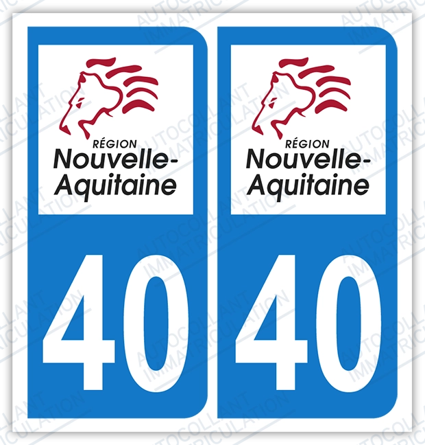 Auto - Sticker immatriculation 40 - Nouvelle Aquitaine
